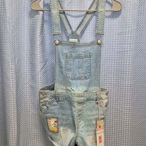 Chic Light Blue Denim Overalls with Patch